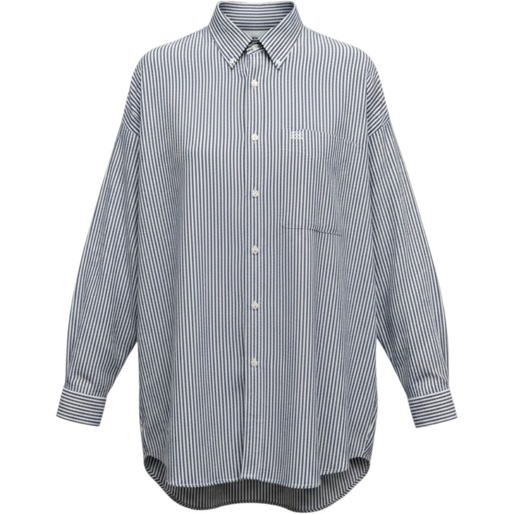 Cutter & Buck Mens 3XB Striped Button Down Shirt Navy White Cotton Long Sleeve